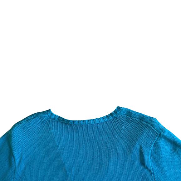 VTG Ralph Lauren Turquoise Crescent Sweater V-Neck Long Sleeve Pullover Size XL - Picture 10 of 16
